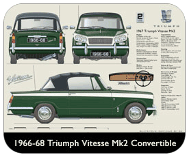 Triumph Vitesse Mk2 Convertible 1966-68 Place Mat, Small
